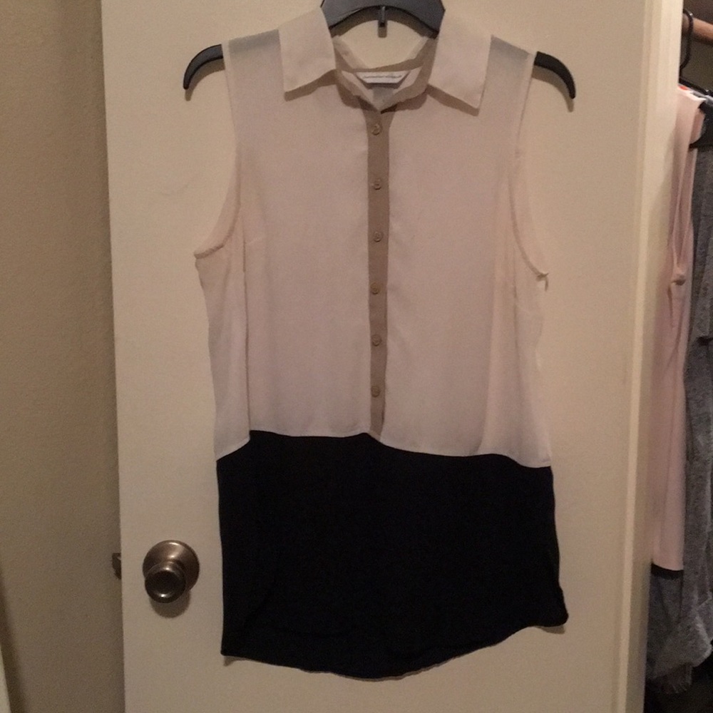 White and black dress blouse
